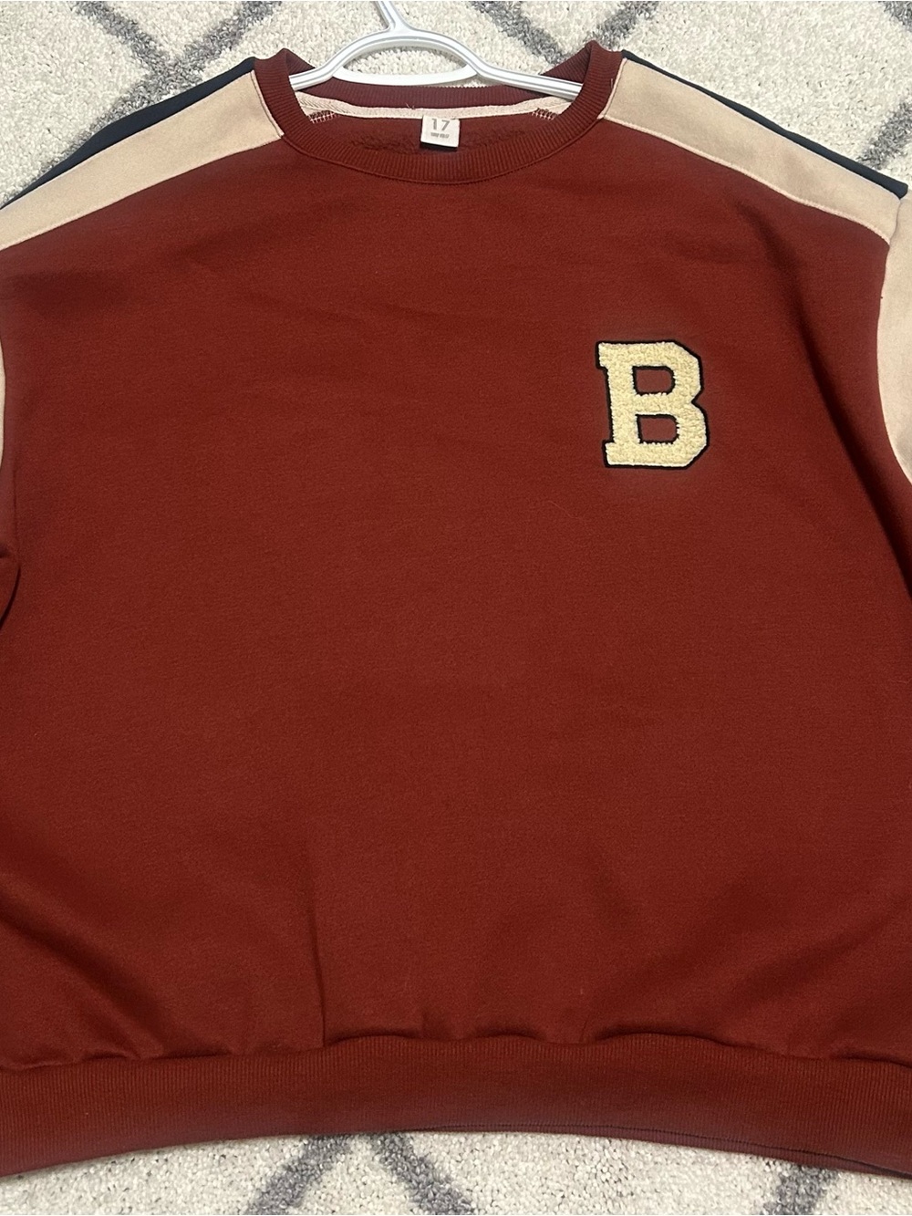 Maroon Crewneck Sweatshirt with 'B' Patch